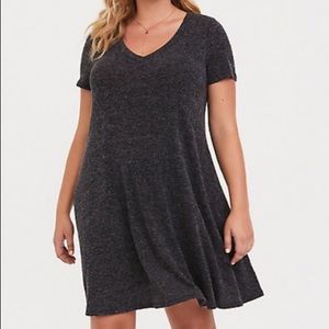 Torrid Super Soft Plush Grey V-Neck Trapeze Dress